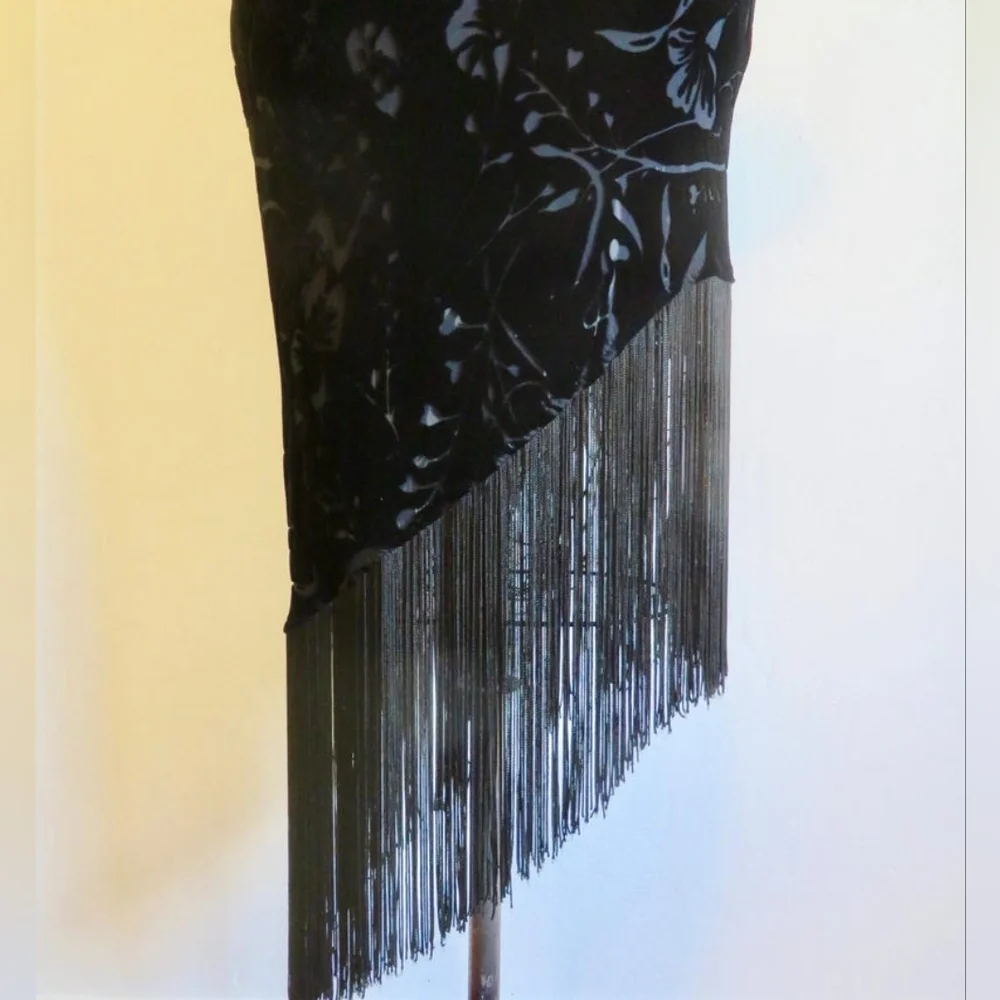 Silk Blend Vintage 1980s NOS Black Silk Blend Velvet Floral Dress by Robbie Bee - Picture 3 of 11